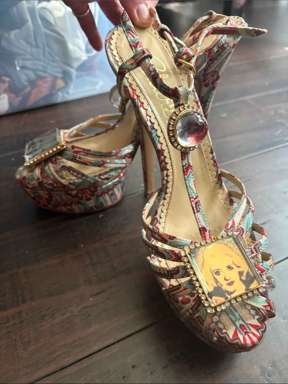 Charlotte Olympia Betty Davis Hollywood Platform Heels - Decorative Gem